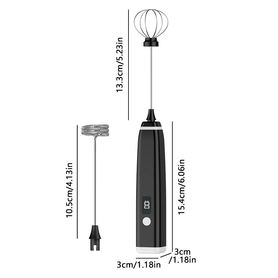 Rechargeable Handheld Milk Frother Wand | Electric Foam Maker Milk Frother Wand Axl black