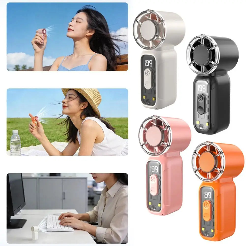 USB Rechargeable Mini Handheld Fan – Digital Display & LED Portable Handheld Fan Axl
