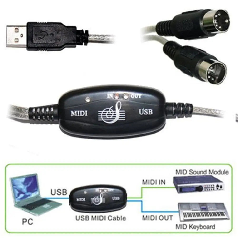 USB MIDI Interface Cable – Keyboard & Piano to PC Adapter MIDI USB Interface Axl