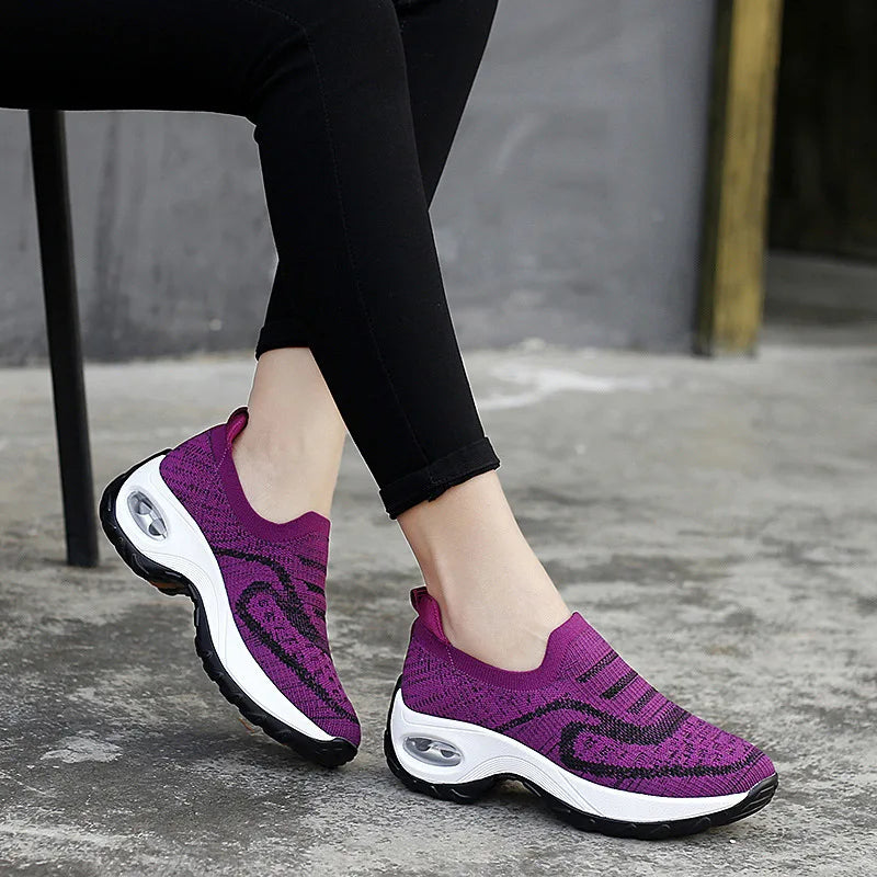 YBQJOO Women's Breathable Mesh Slip-On Flat Sneakers Casual Flat Sneakers Axl