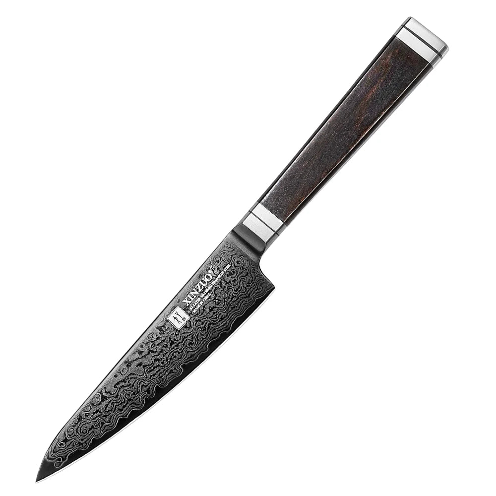 XINZUO 5-Piece Damascus Knife Set | Black Titanium Japanese Damascus Knife Set Axl Utility Knife