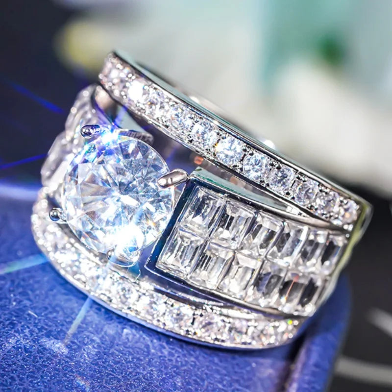 Huitan Cubic Zirconia Wedding Band Ring | Bridal Jewelry Wedding Band Ring Axl
