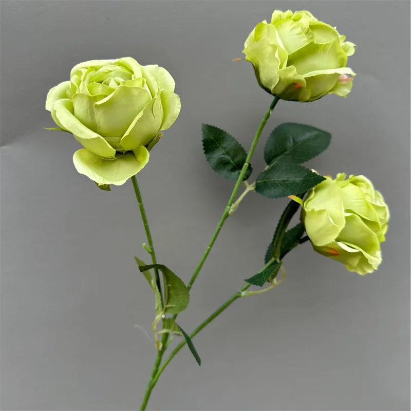 Artificial Silk Rose Branch – 3-Head Flower Stem 26" Tall Artificial Flower Branch Axl