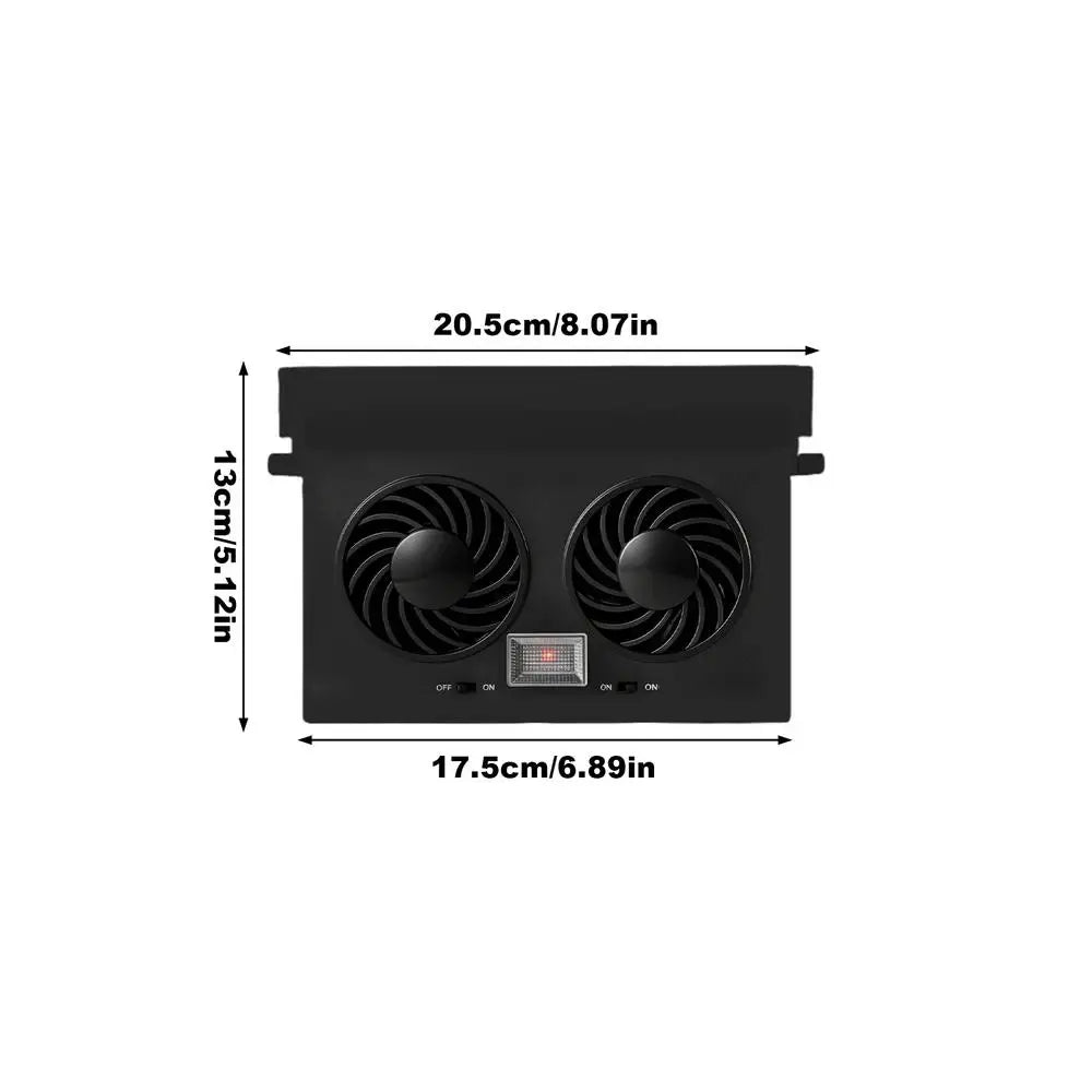Solar Powered Car Window Fan – Dual-Head Cooling Ventilator Solar Car Fan Axl Black