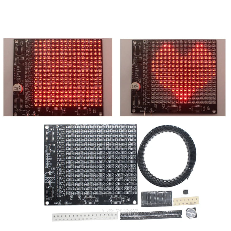 256 LED Dot Matrix DIY Soldering Kit – SMD Welding Training DIY Electronics Kit Axl Default Title