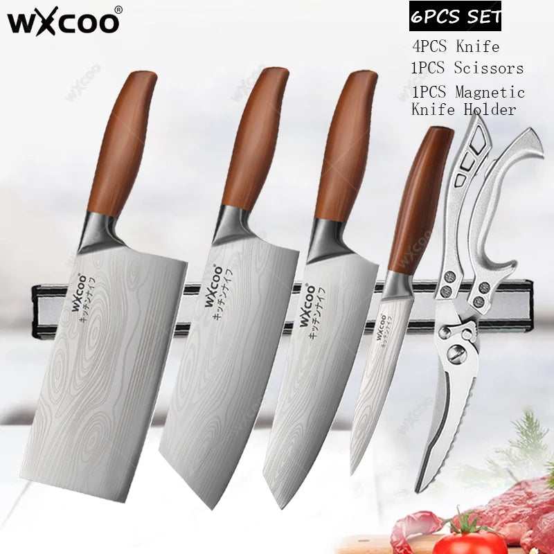 WXCOO Professional Chef Knife Set – Sharp Stainless Steel Kitchen Kitchen Knife Set Axl 6PCS SET