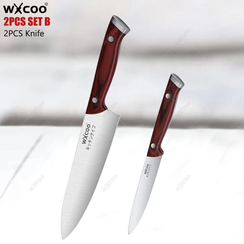 WXCOO Japanese Chef Knife Set – Sharp Stainless Steel Kitchen Chef Knife Set Axl 2PCS SET B