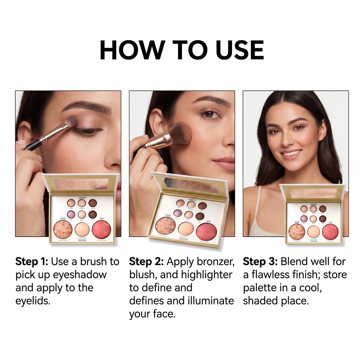 Gilded All-in-One Makeup Palette – Eyeshadow, Bronzer, Blush Makeup Palette Axl