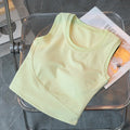 Women's No-Clip Sports Bra Tank Top – Quick Dry Nylon Vest Sports Bra Tank Top Axl Green M