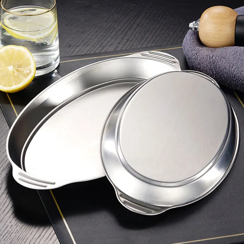 Stainless Steel Oval Serving Platter Set 3 or 6 Pcs – Heavy Duty Serving Platter Set Axl