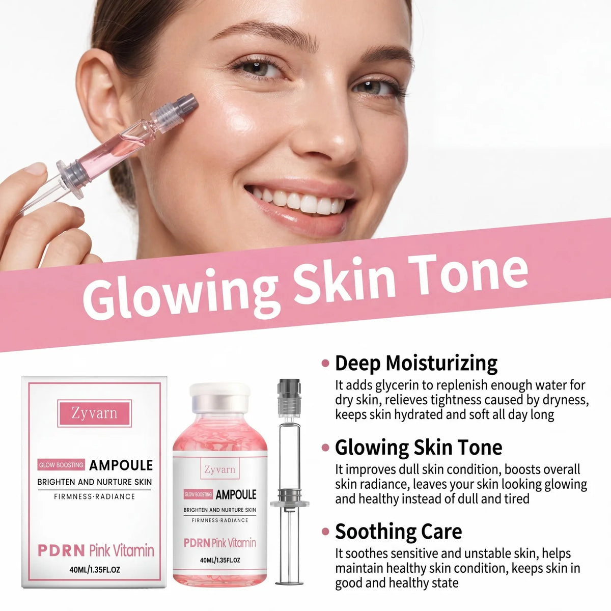 PDRN Pink Vitamin Serum – Brightening Glow Ampoule Brightening Face Serum Axl