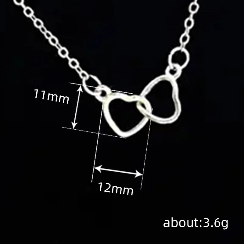 Huitan Double Heart Pendant Necklace – Women's Fashion Jewelry Pendant Necklace Axl