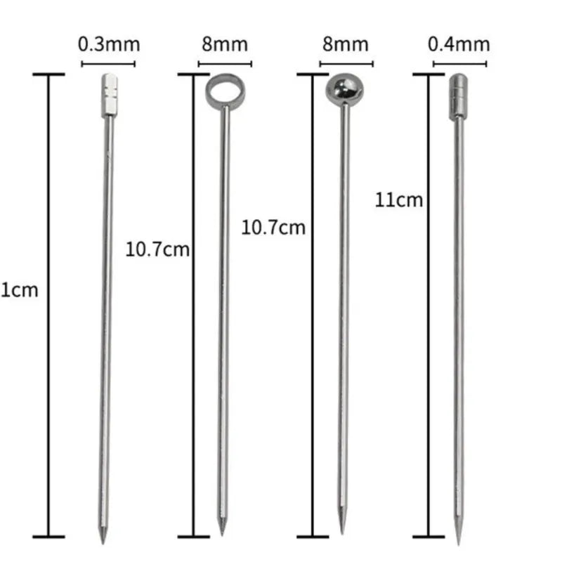 Stainless Steel 304 Cocktail Picks – Fruit Skewer Set 10/50/100 Cocktail Picks Axl