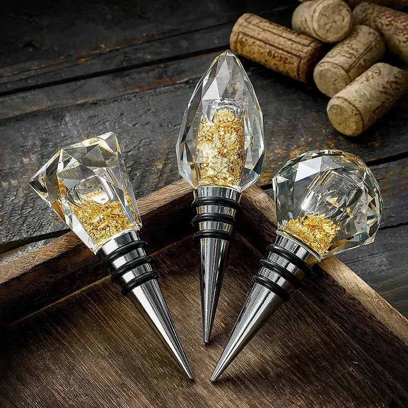 Crystal Glass Wine Stopper – Diamond Luxury Bottle Seal Wine Stopper Axl 3PCS