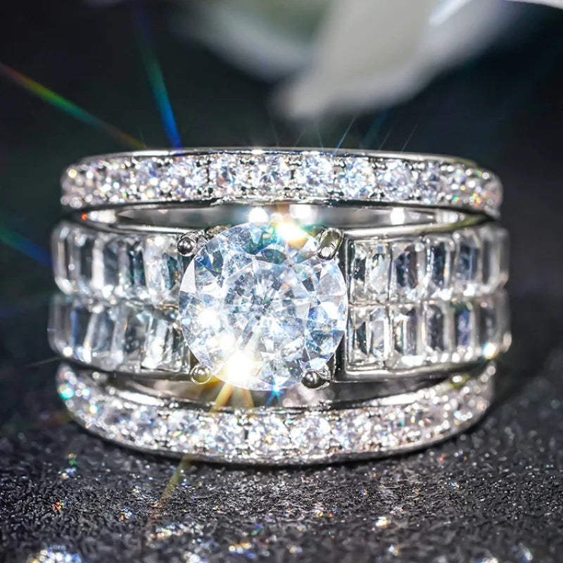 Huitan Cubic Zirconia Wedding Band Ring | Bridal Jewelry Wedding Band Ring Axl