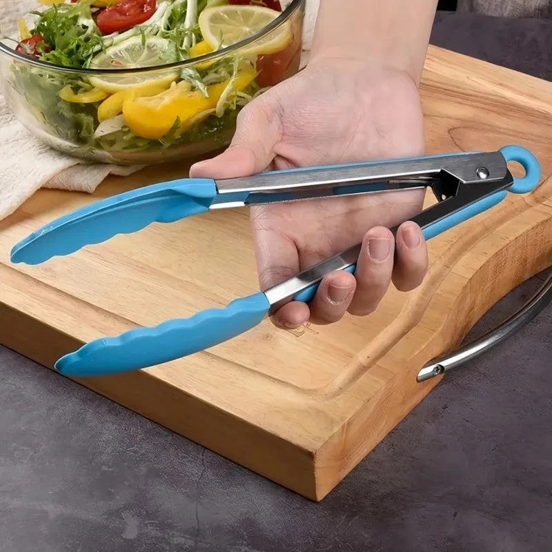 Stainless Steel Silicone Cooking Tongs – Anti-Slip BBQ Clip Kitchen Cooking Tongs Axl