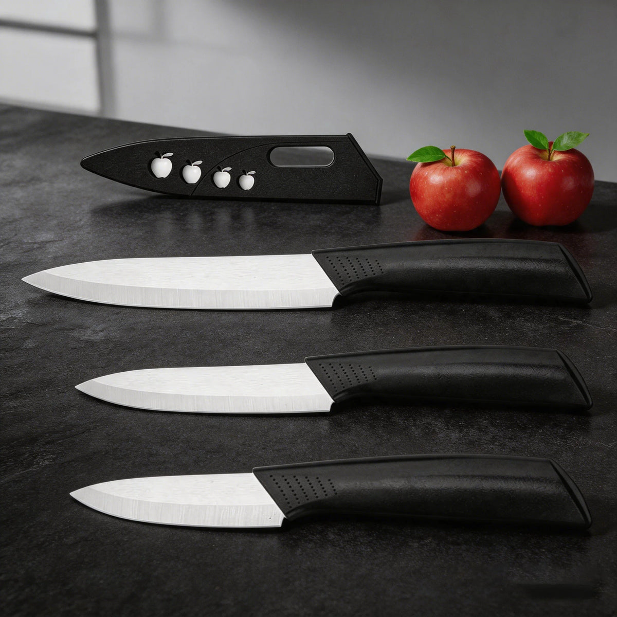Ceramic Kitchen Knife Set with Peeler, Sheath & Anti-Slip Handle Ceramic Knife Set Axl