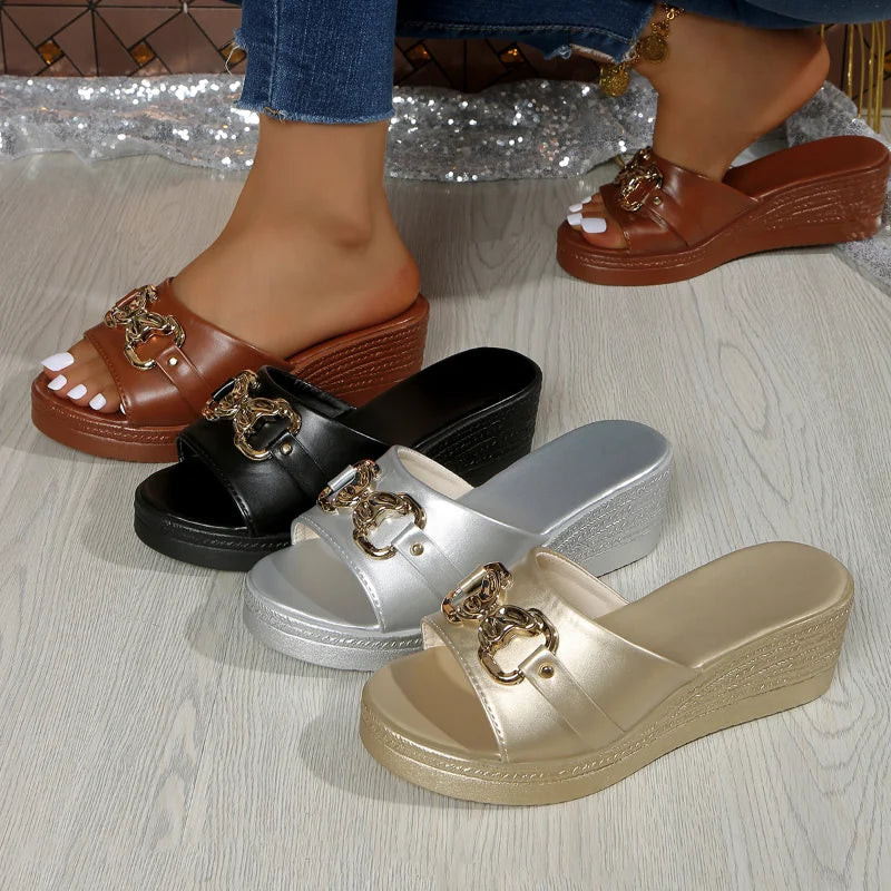 UXST Women's Wedge Platform Sandals – Slip-On Flower Slippers Wedge Platform Sandals Axl