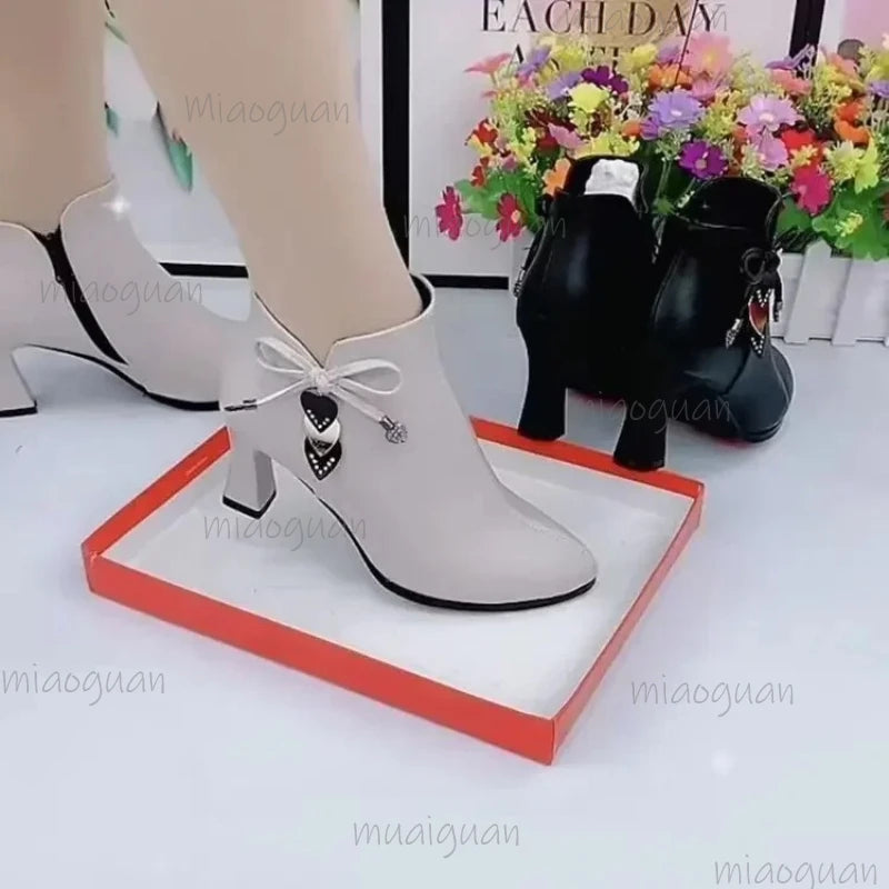 Women's Pointed Toe Ankle Boots – Side Zipper & Thin Heel Women's Ankle Boots Axl