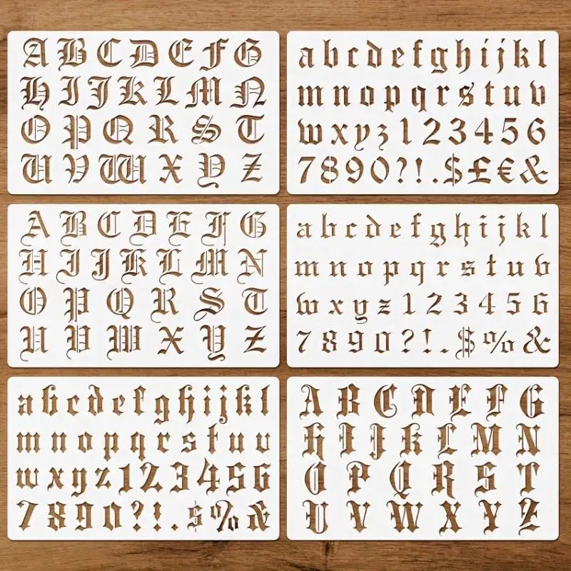 6-Pack Gothic Calligraphy Stencils – Old English Letter Templates Craft Stencil Set Axl Default Title