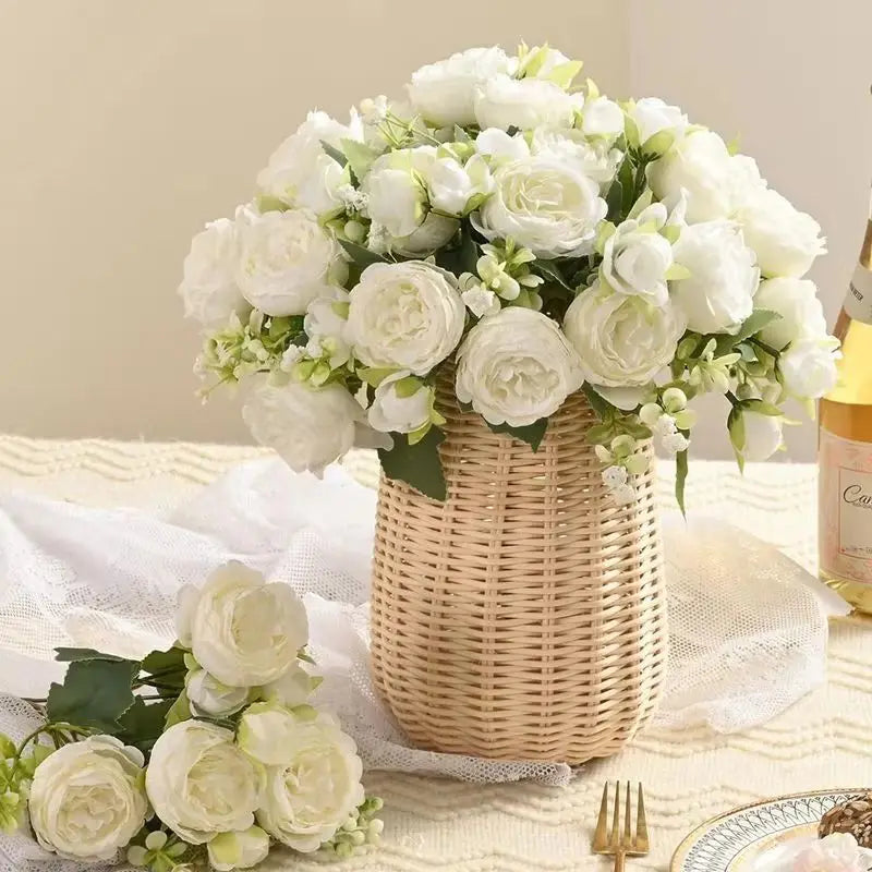 Silk Peony Rose Bouquet – Artificial Flowers for Home & Wedding Artificial Flower Bouquet Axl