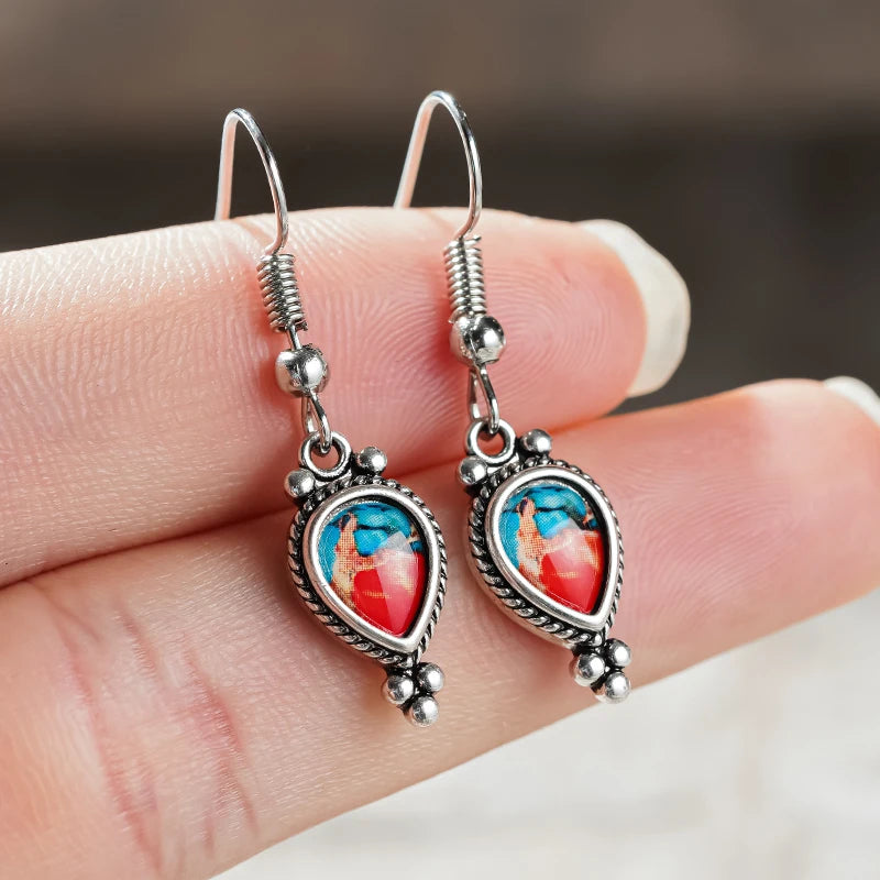 Huitan Boho Drop Earrings – Imitation Turquoise Women's Jewelry Drop Earrings Axl