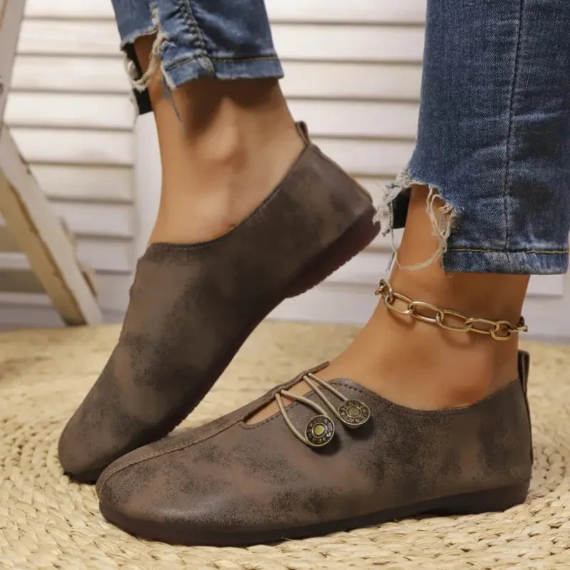 YBQJOO Women's Soft Sole Slip-On Flat Shoes with Buckle Women's Flat Shoes Axl