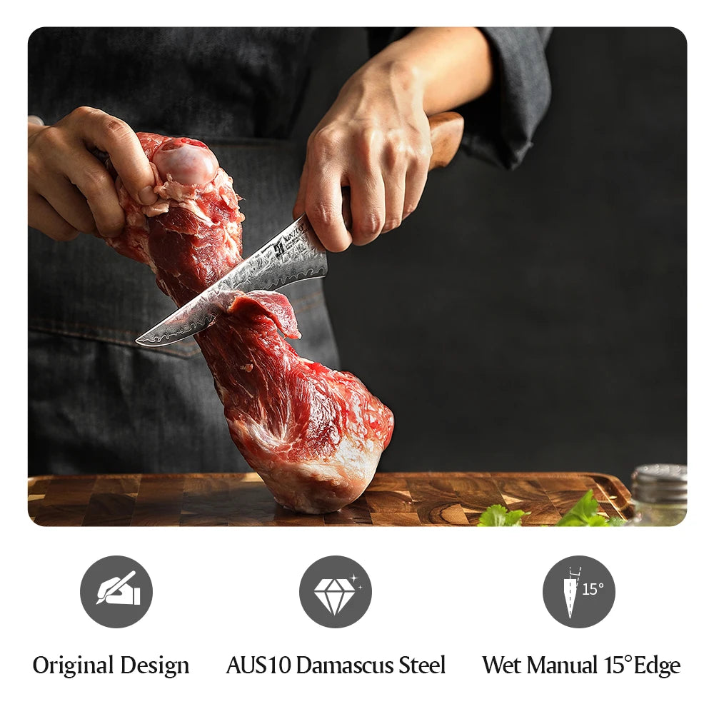 XINZUO 6" Damascus Boning Knife – 67-Layer AUS10 Steel Damascus Boning Knife Axl