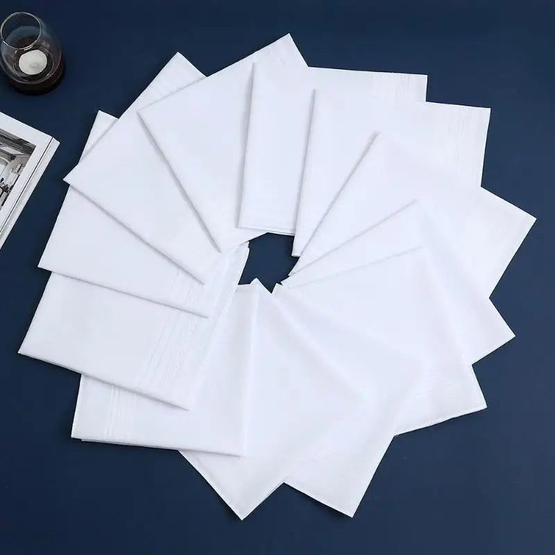 Pure Cotton White Handkerchiefs for Men & Women | 6 or 12 Pack Cotton Handkerchiefs Axl