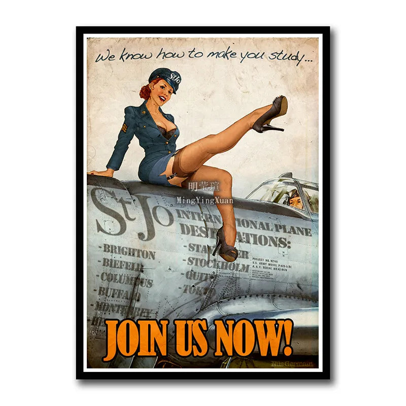 WWII Retro Girl Movie Poster – Vintage Wall Art Home Decor
