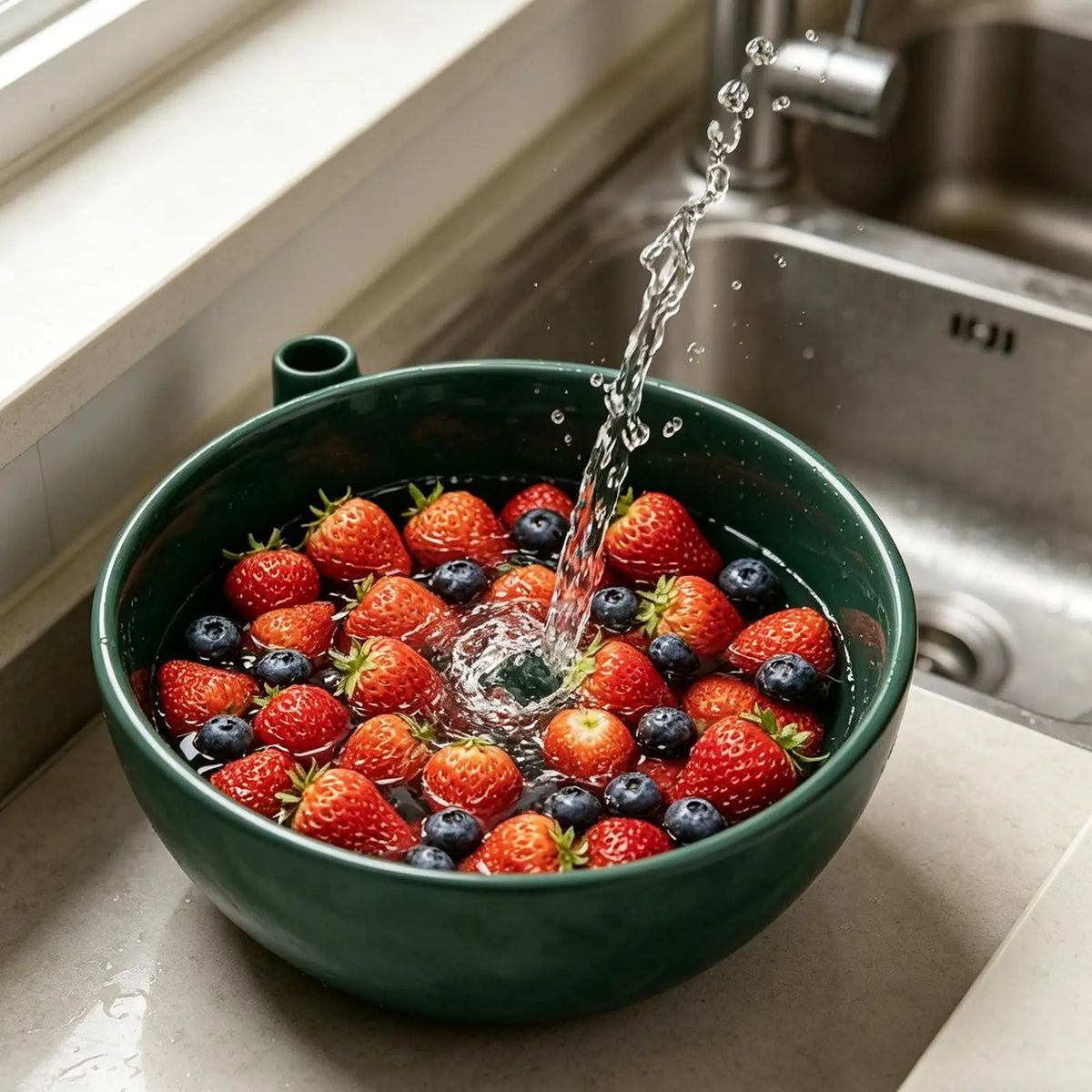 Rotating Fruit Washing Bowl – Berry & Vegetable Colander Fruit Washing Colander Axl