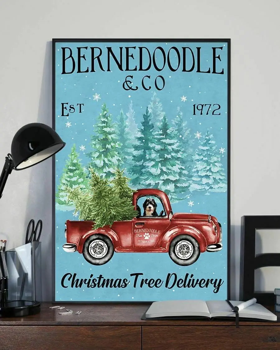 Bernedoodle Christmas Tree Delivery Vintage Metal Tin Sign Vintage Metal Sign Axl aluminum sign aluminum 40x30cm