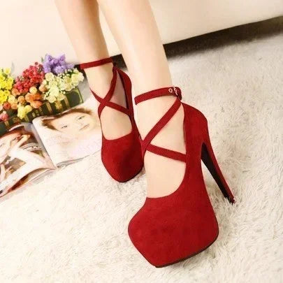 Women's Faux Suede Stiletto Pumps – 8cm Heel Dress Shoes Stiletto Pumps Axl Red 36
