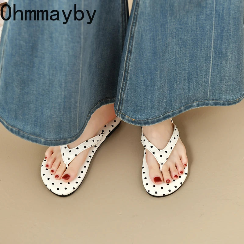 Polka Dot Clip Toe Women's Slippers – Summer Beach Flip Flops Women's Summer Slippers Axl