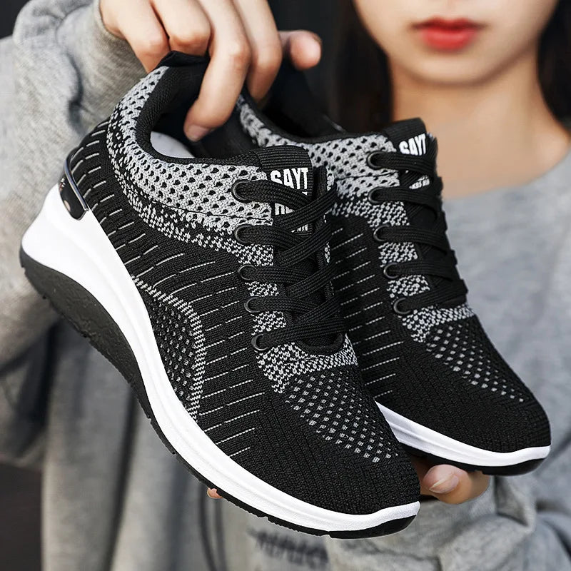 Women's Platform Sneakers Lace-Up Flat Vulcanized Shoes Plus Size Women's Sneakers Axl