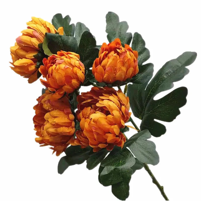 Artificial Silk Chrysanthemum Branch – 5 Heads, 57cm Stem Artificial Silk Flowers Axl