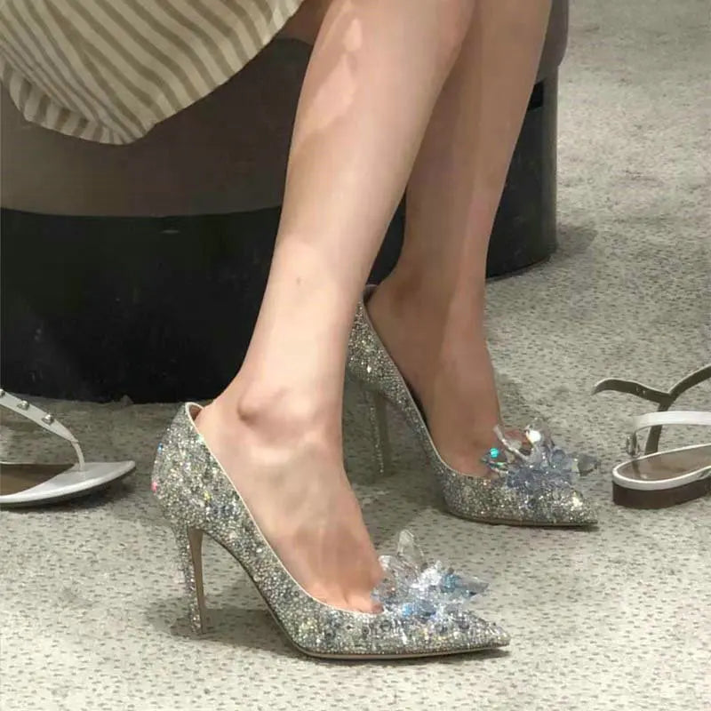 Women's Crystal Rhinestone Pointed Toe Wedding Pumps | Heels Wedding Pumps Axl