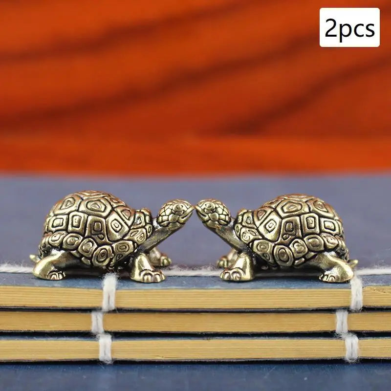Brass Turtle Figurine – Vintage Feng Shui Tortoise Ornament Decorative Figurine Axl A2