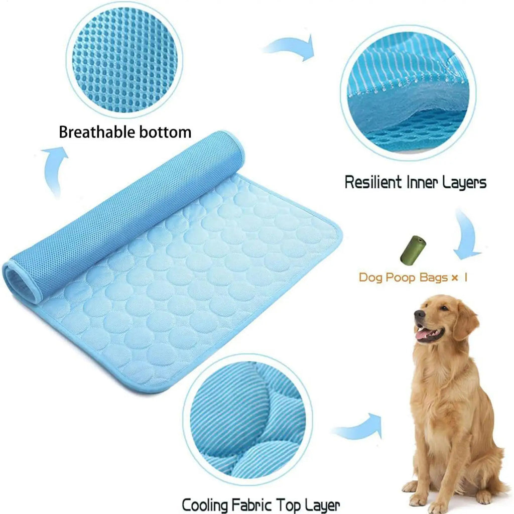 Pet Cooling Mat – Ice Silk Dog & Cat Cool Pad, Washable Pet Cooling Mat Axl