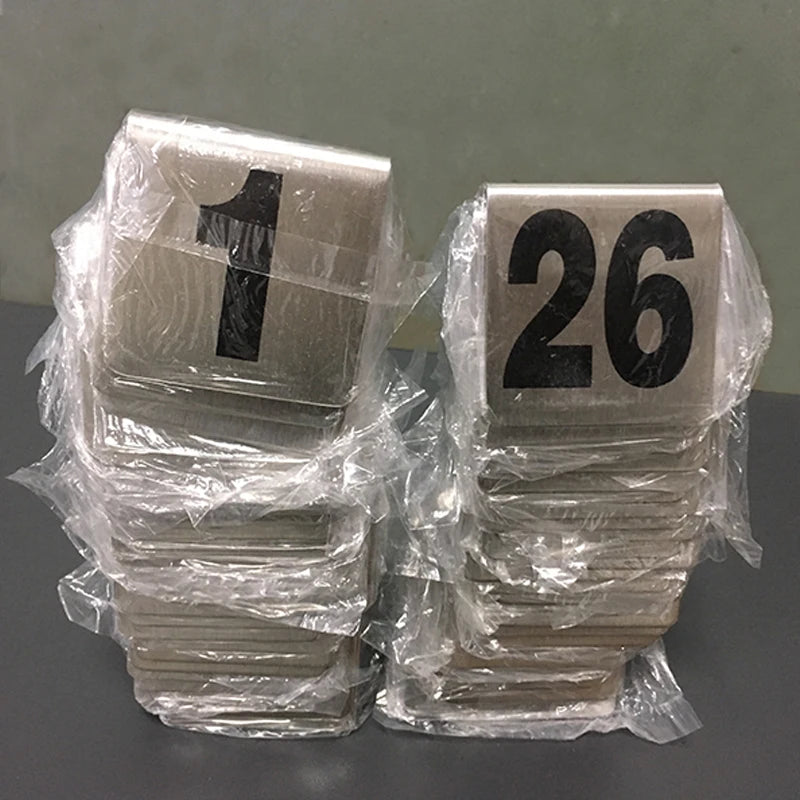 Stainless Steel Tent Table Number Cards 1–100 | Restaurant Table Number Cards Axl