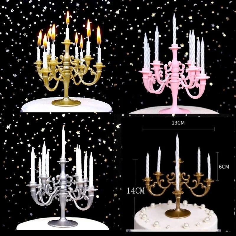 9-Piece Birthday Cake Candle Set with Candlestick Holders Cake Candle Set Axl