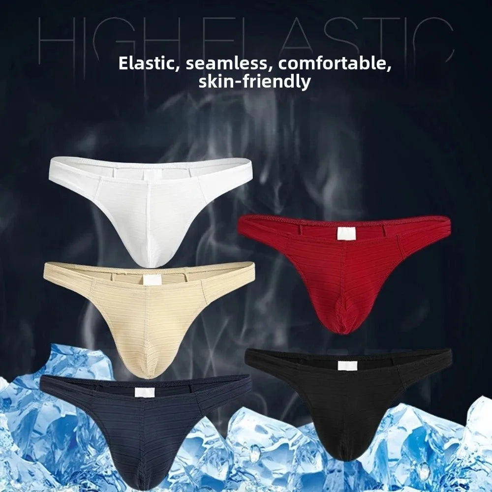 Men's Ice Silk Thongs – Breathable Low Waist Nylon Briefs Men's Thong Underwear Axl