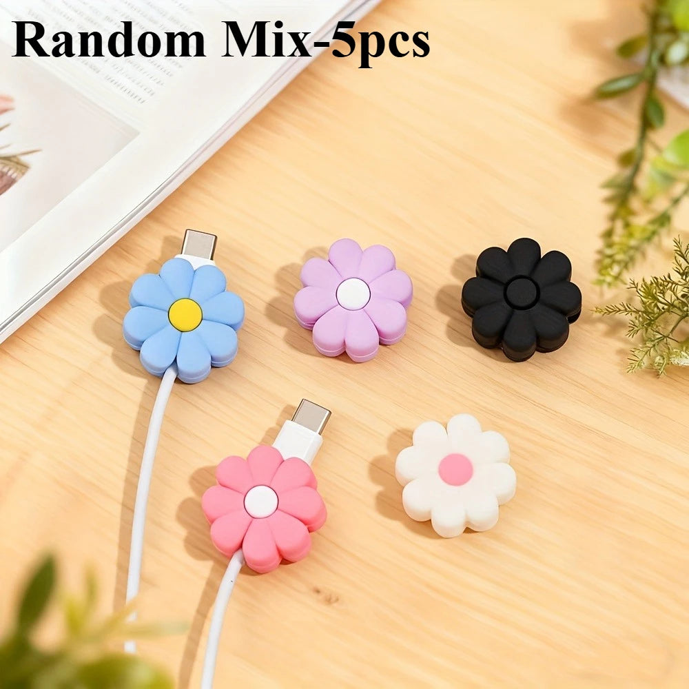 Silicone Flower Cable Protector 5/10 Pack – iPhone & USB-C Cable Protector Cover Axl Random Mix-5pcs