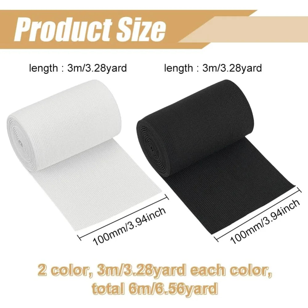 4-Inch Flat Elastic Band for Sewing – Black & White 6.6 Yd Set Sewing Elastic Band Axl