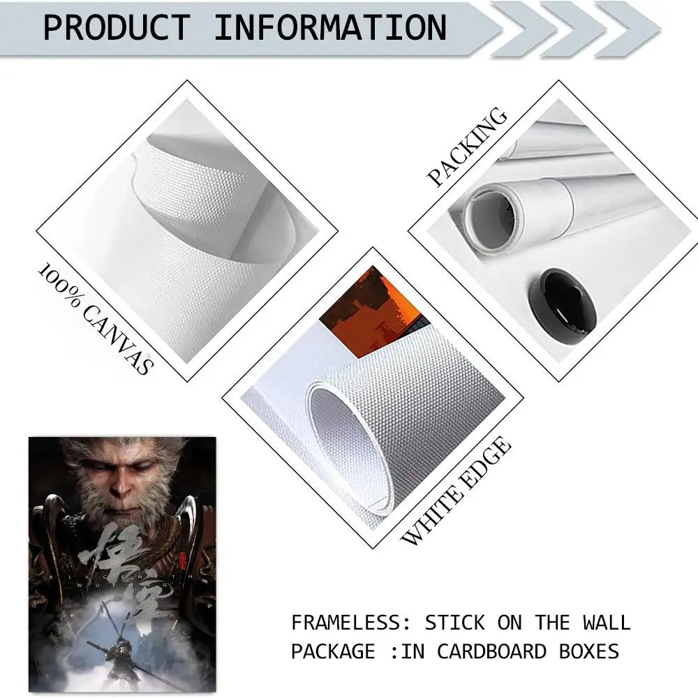 Black Myth Wukong Canvas Wall Art – Unframed Poster Print Canvas Wall Art Axl