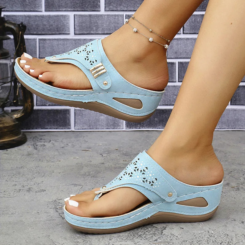 YBQJOO Women's Platform Wedge Flip Flop Sandal Slippers Wedge Sandal Slippers Axl Sky Blue 44