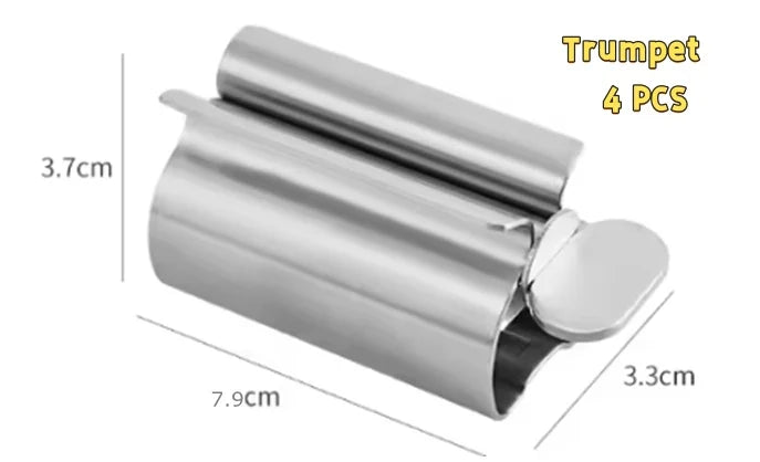 Stainless Steel Wall-Mounted Toothpaste Squeezer Dispenser Toothpaste Dispenser Axl Trumpet 4 PCS