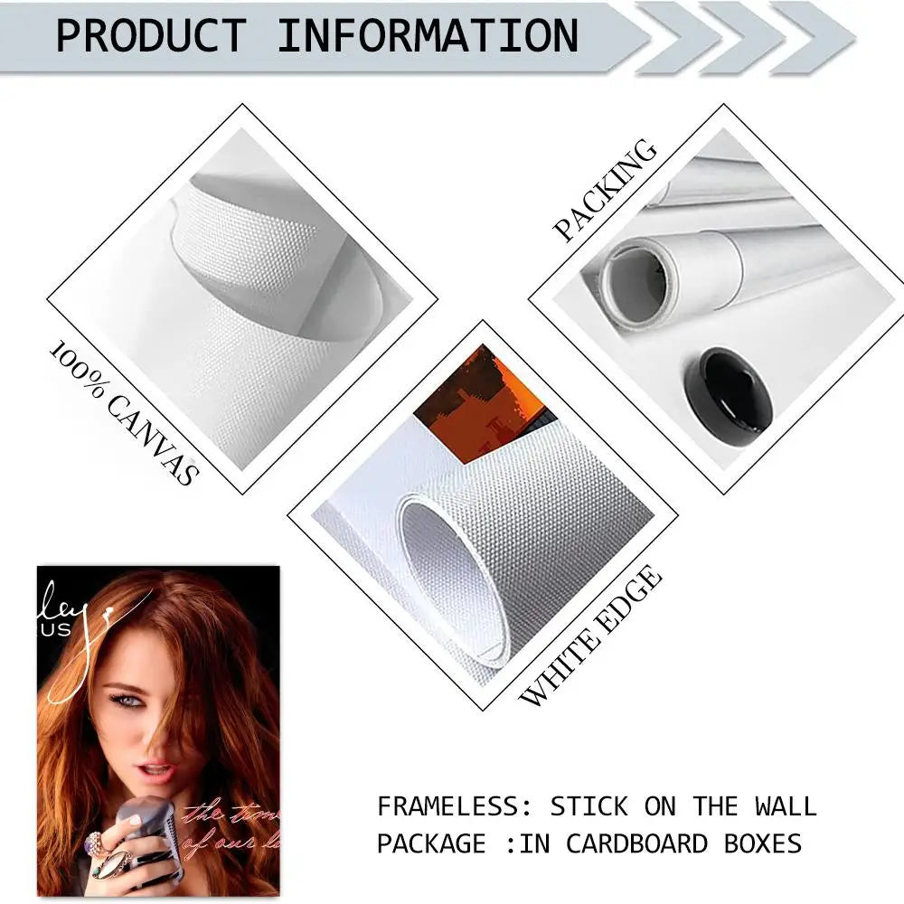 Miley Cyrus Canvas Wall Art – Unframed HD Print Poster Canvas Wall Art Axl
