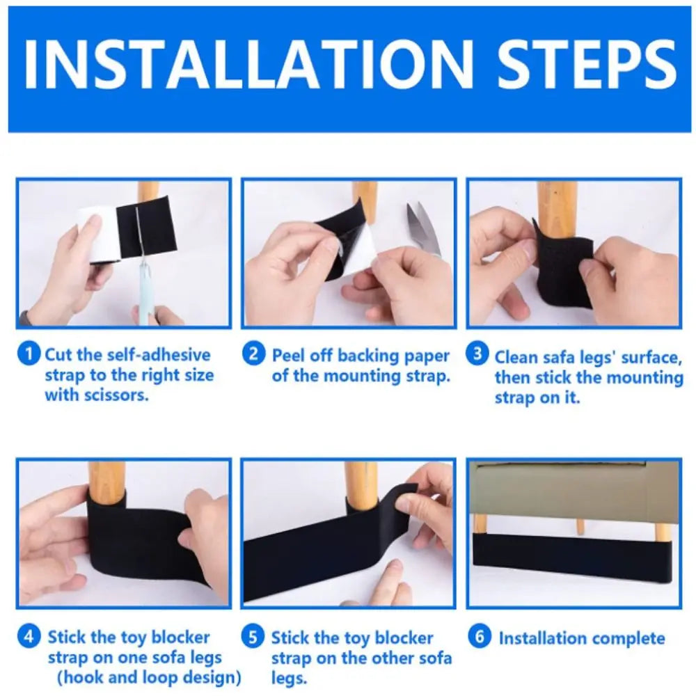 Sofa Toy Blocker – Nylon Under Couch Baffle with Adhesive Strap Furniture Gap Blocker Axl