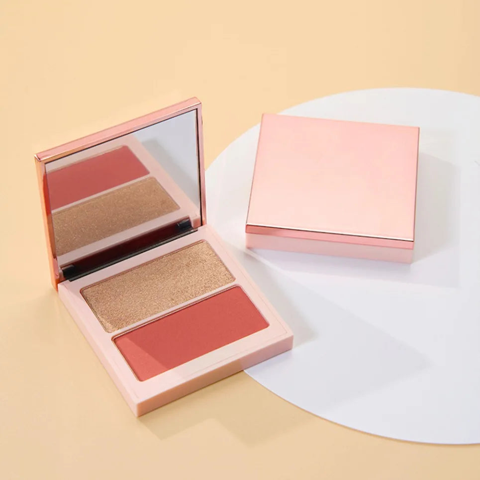 Dual Color Matte Blush & Highlighter Palette | Vegan Custom Logo Blush Highlighter Palette Axl